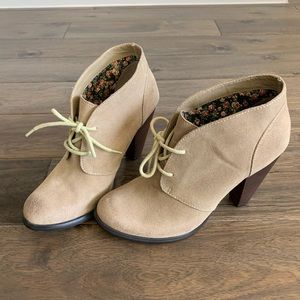 Seychelles Beige Suede Lace Bootie